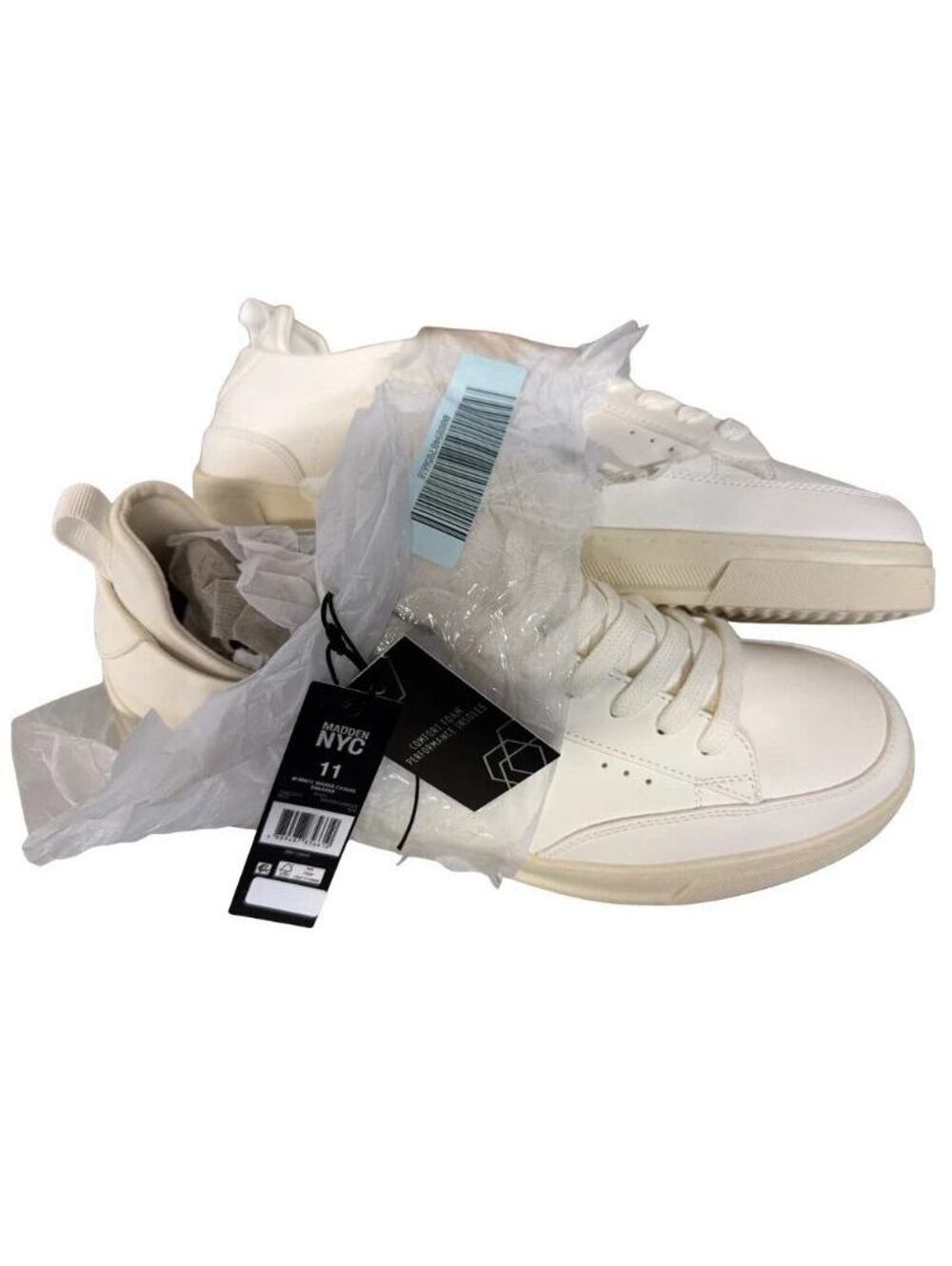Madden NYC Mens White Casual Sneakers Size 11 Lace Up Low Top New